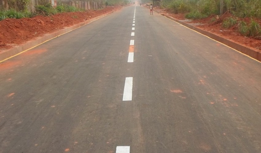COMPLETED SECTIONS OF ASPHALT WORK WITH ROAD MARKING